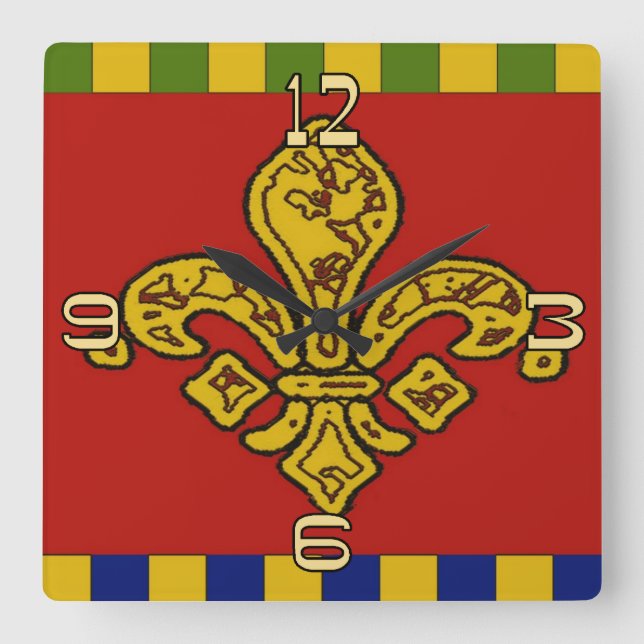 Französische Lilie Quadratische Wanduhr (Vorderseite)