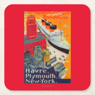 Französische Linie Reise-Plakat, Havre zu Rechteckiger Pappuntersetzer
