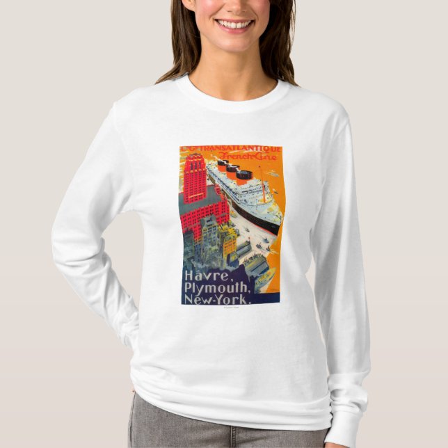 Französische Linie Reise-Plakat, Havre zu T-Shirt (Vorderseite)