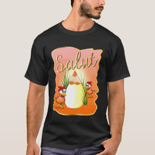 Französische lustige Hühner Eier Schule T-Shirt