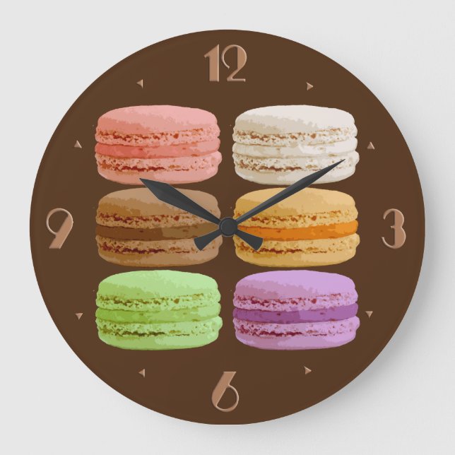 Französische Macaronen - bunte Pastellfarben Große Wanduhr (Vorderseite)