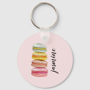 Französische Macarons Aquarell Handgemalt Schlüsselanhänger