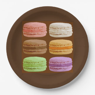 Französische Macarons, mehrfarbige Pastelle Kerami Pappteller