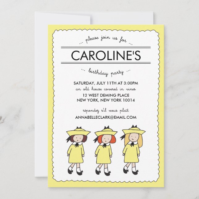 Französische Mädchen | Birthday Invite Einladung (Vorderseite)