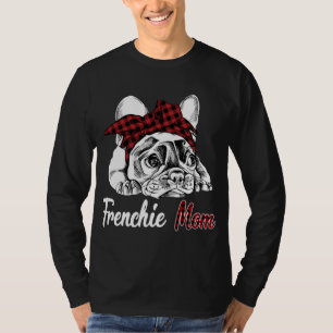 Französische Mama Bulldog mit rotem Kariertem Kopf T-Shirt