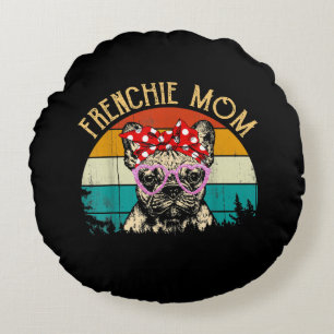 Französische Mama-Geschenk Vintage Retro-Stil Fran Rundes Kissen