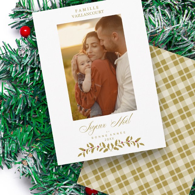 Französische Moderne Elegante Chic Weihnachtsfamil Feiertagskarte (Von Creator hochgeladen)