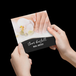 Französische Nägel und Orchideen Manicure Pediküre Quadratische Visitenkarte