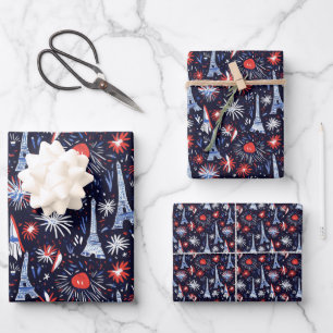 Französische Nationalfeiertage 3 Geschenkpapier Set