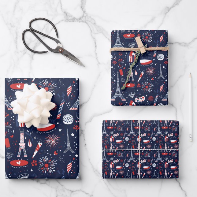 Französische Nationalfeiertage 5 Geschenkpapier Set (Vorderseite)