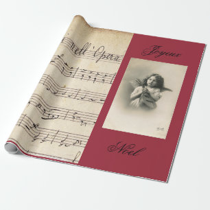Französische Opern-Blatt-Musik u. Vintage Foto Geschenkpapier