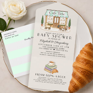 Französische Paris-Café-Bébé-Geschlechterneutrale All In One Einladung