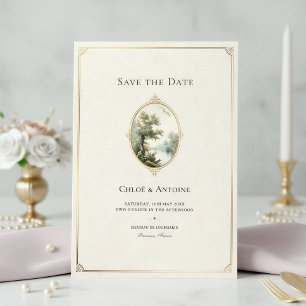 Französische pastorale elfenbeinfarbene Hochzeit Save The Date