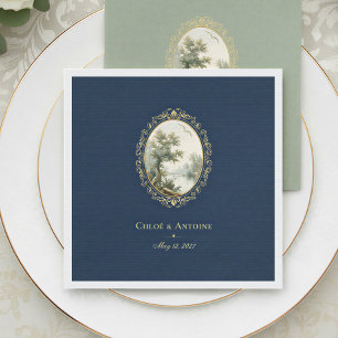 Französische pastorale Hochzeit in Marineblau und Serviette