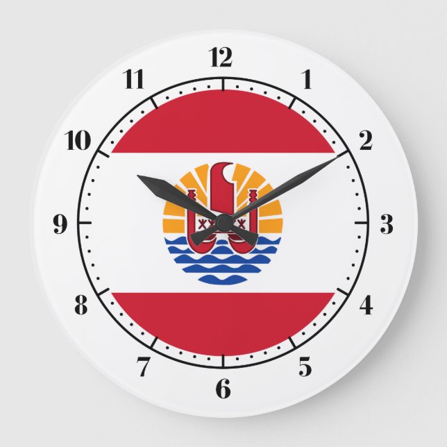 Französische polynesische Flaggenuhren Große Wanduhr (Vorderseite)