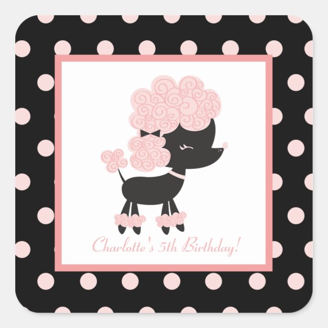 Französische Poodle Square Umschlag Aufkleber Pari (Vorderseite)