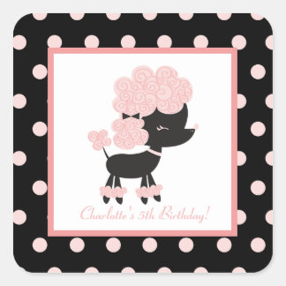 Französische Poodle Square Umschlag Aufkleber Pari