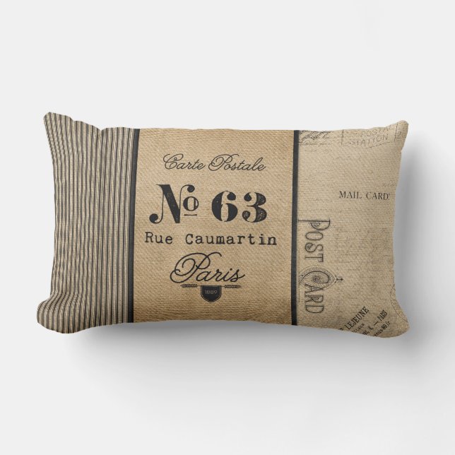 Französische Porto-Leinwand Vintag Lendenkissen (Vorderseite)