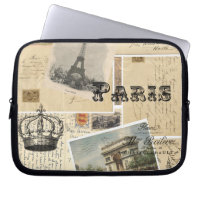 Französische Postkarten-Collagen-Laptop-Hülse