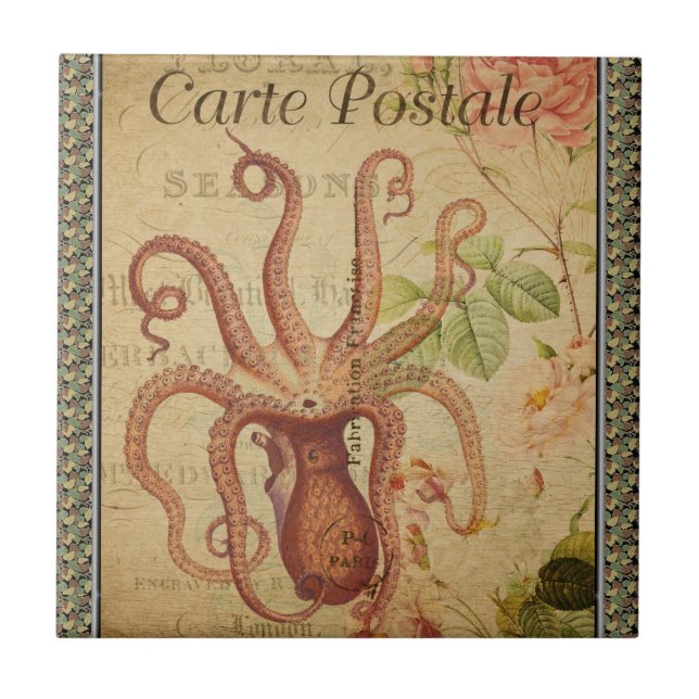 Französische Postkarten-Keramik Fliese (Vorderseite)
