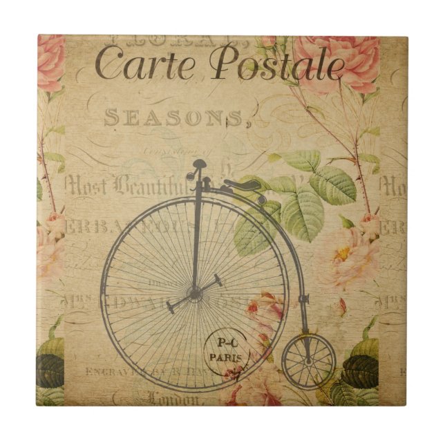 Französische Postkarten-Keramik Fliese (Vorderseite)