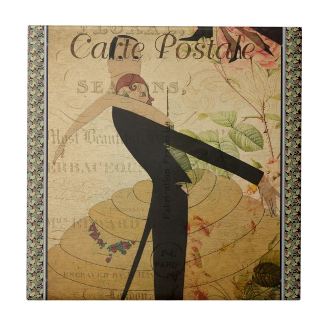 Französische Postkarten-Keramik Fliese (Vorderseite)