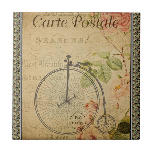 Französische Postkarten-Keramik Fliese (Vorderseite)