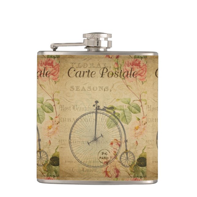 Französische Postkartenflasche Flachmann (Vorderseite)