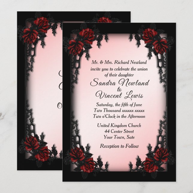 Französische Quarter Goth Hochzeit Einladung (Vorne/Hinten)