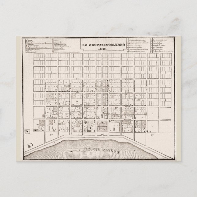 Französische Quarter MAP 1735 Postkarte (Vorderseite)