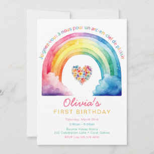 Französische Regenbogen 1. Geburtstag Einladung