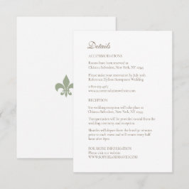 Französische Regency Green Lilie Wedding Details Begleitkarte
