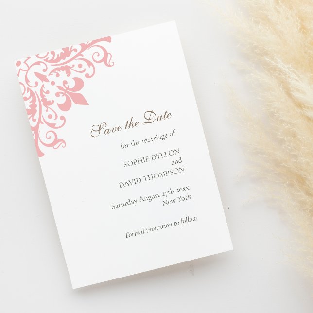 Französische Regency Pink Lilie Pattern Wedding Save The Date (Von Creator hochgeladen)