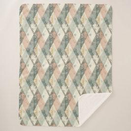 Französische Retro-Harlekin-Sherpa-Decke Sherpadecke