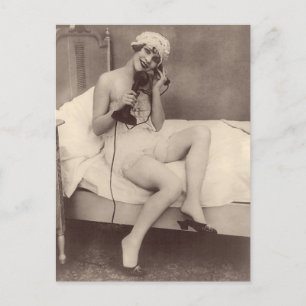 Französische Risqué Niedliche 1920er Flapper Girl  Postkarte