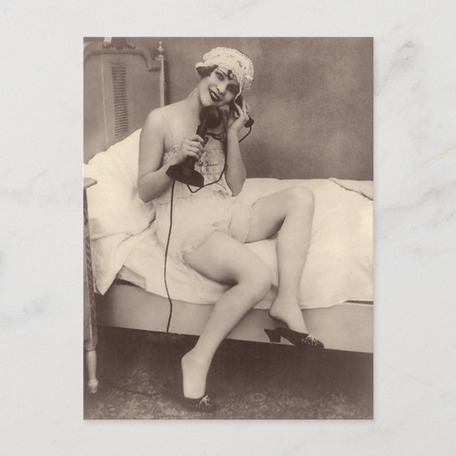 Französische Risqué Niedliche 1920er Flapper Girl  Postkarte (Vorderseite)