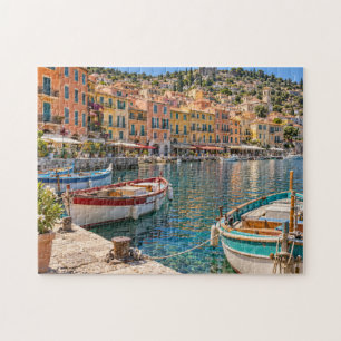 Französische Riviera Farbige Mittelmeer-Hafen Puzzle