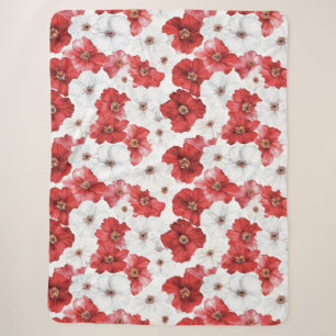 Französische Riviera Rote Weiße Blumen Sherpadecke