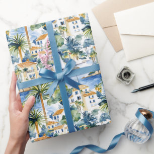 Französische Riviera Tropische Palmen Geburtstag Geschenkpapier