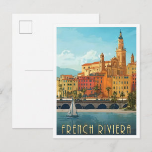 Französische Riviera Vintage Reise Postkarte