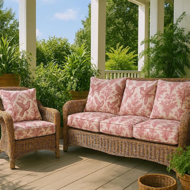 Französische Rococo-Rosa Wilde Vögel Viktorianisch Stoff (French Rococo Pink Wild Birds Victorian Art Floral Fabric)