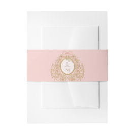 Französische Rococo-Rosen-Monogramm-Hochzeit Einladungsbanderole