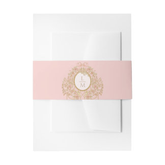 Französische Rococo-Rosen-Monogramm-Hochzeit Einladungsbanderole