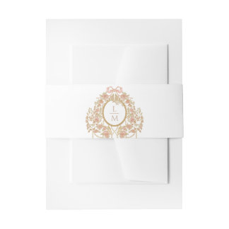 Französische Rococo-Rosen-Monogramm-Hochzeit Einladungsbanderole