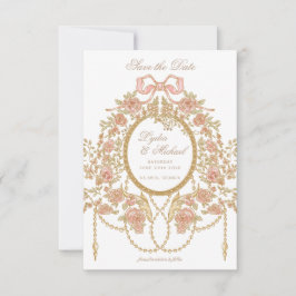 Französische Rococo-Rosen-Monogramm-Hochzeit Save The Date