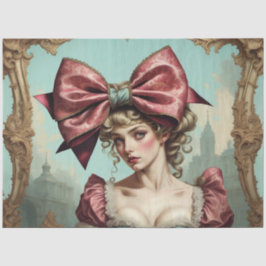 Französische Rokoko Lady mit "Bow 2 Decoupage Pape Seidenpapier