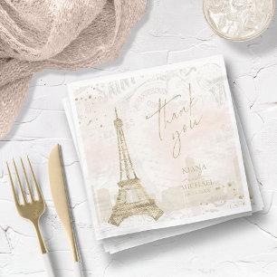 Französische Romantik Hochzeit Danke Blush ID870 Serviette