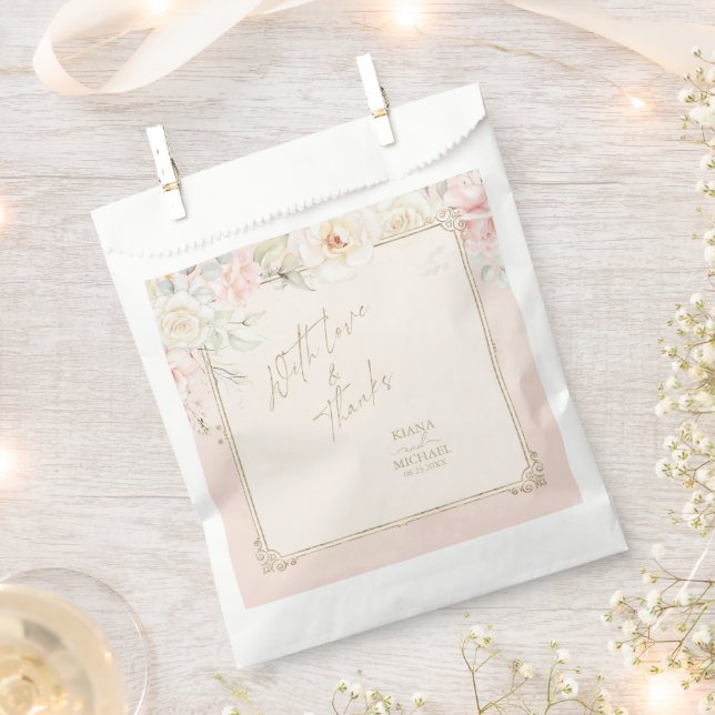 Französische Romantik Hochzeitflorrahmen Blush ID8 Geschenktütchen (Ausgeschnitten)
