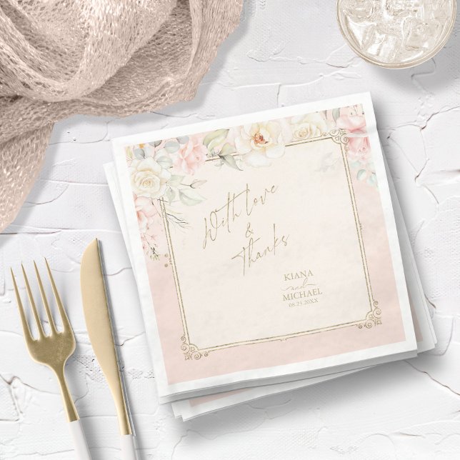 Französische Romantik Hochzeitflorrahmen Blush ID8 Serviette (Von Creator hochgeladen)