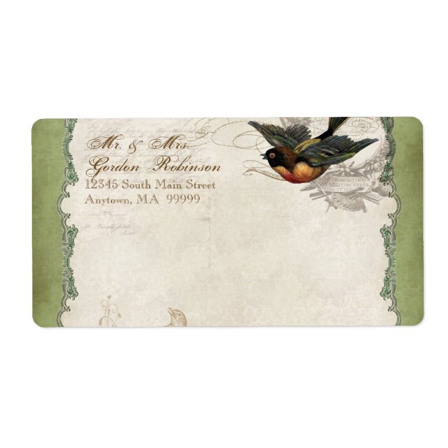 Französische Rose lieben Vögel Vintage Spitzen - S (Vorne)